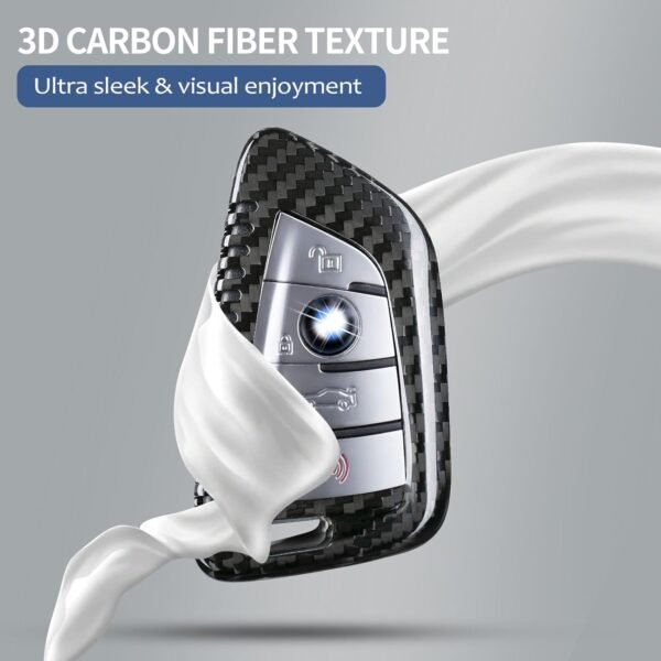T-Carbon Cutline High Gloss Carbon Fiber Key Fob Cover for BMW - Fit for 2, 5, 6, 7 Series, X1-X7 (2014-2022) - Image 3